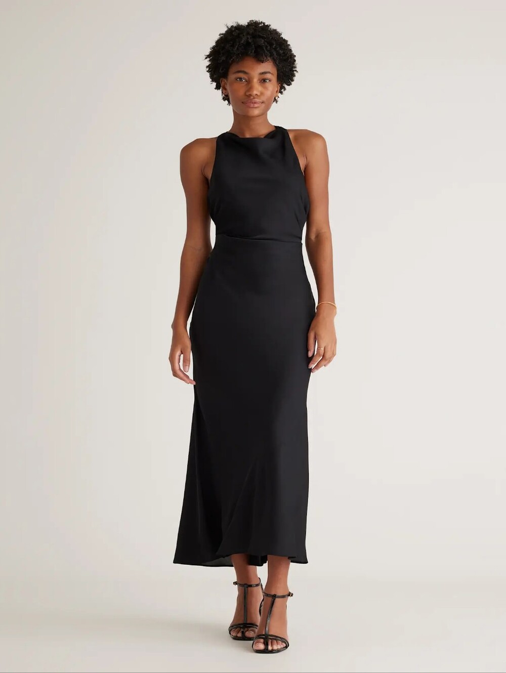 Quince Washable Silk Elegant Black Halter Maxi Dress NWT Size Small